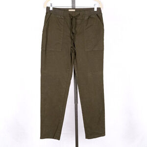 Lou & Grey Women's Pull-On Pants SZ SMALL Dark Olive Earthy Green Casual Cotton
